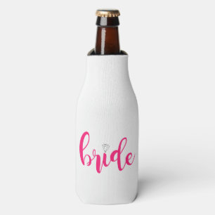 Helle rosa Braut, pinkfarbenes Skript, wedding Flaschenkühler