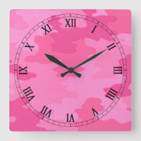 Helle rosa Camouflage Square römische Zahlen Uhr