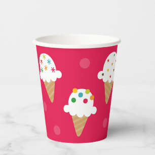 Helle rosa Eiscreme-Wandbecher-Party-Papierbecher Pappbecher