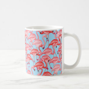 Helle rosa Flamingos auf Blau Tasse