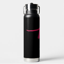 Helle rosa Fuchsienblüte auf Schwarz Trinkflasche