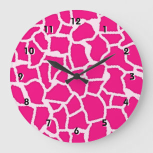 Helle rosa Giraffe Tierprint Große Wanduhr