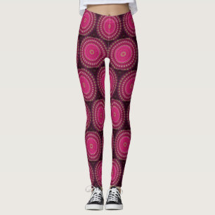 Helle rosa Leggings mit gelbem Mandala-Design