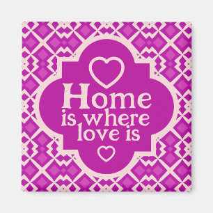 Helle rosa Retro-Haus-Einweihung Magnet