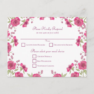 Helle Rosa Rosen Hochzeit RSVP Feiertagspostkarte