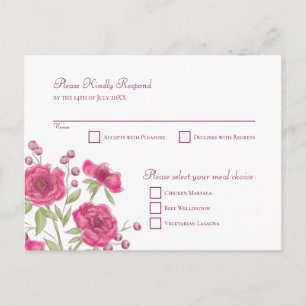 Helle rosa Rosen-Hochzeits-RSVP-Antwort Feiertagspostkarte