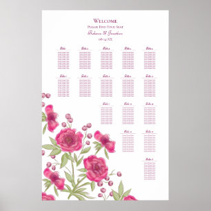 Helle Rosa Rosen Hochzeits-Sitzordnung Poster
