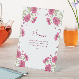 Helle Rosa Rosen Hochzeitsgunst Zeichen Sockelschild