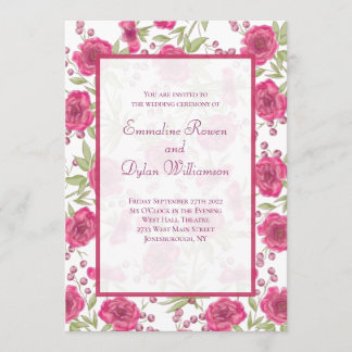 Helle Rosa Rosenhochzeit Einladung