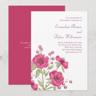 Helle Rosa Rosenhochzeit Einladung