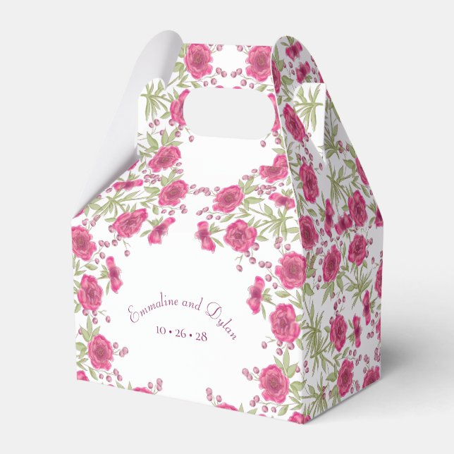 Helle Rosa Rosenhochzeit Geschenkschachtel (Vorderseite)