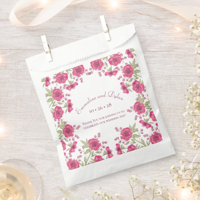 Helle Rosa Rosenhochzeit Geschenktütchen (Ausgeschnitten)