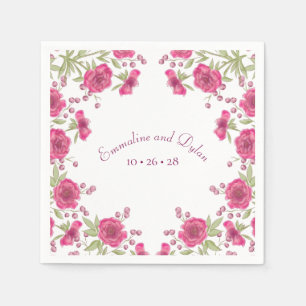 Helle Rosa Rosenhochzeit Serviette