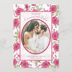 Helle Rosa Rosenhochzeit - Termin merken Einladung