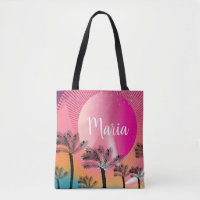 Helle rosa Sommer Tropical Sunset Palm Tree Art