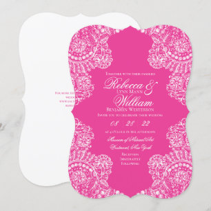 Helle rosa Spitze elegante Hochzeit Einladung