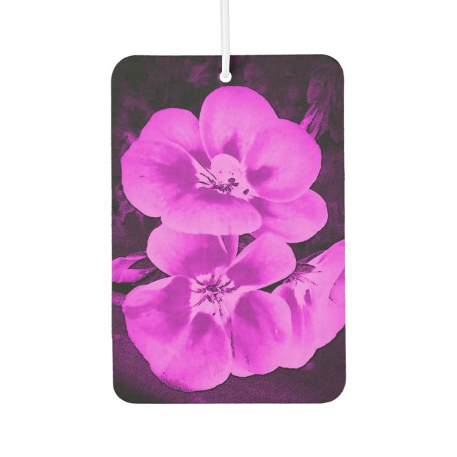 Helle rosa tropische Blumen Autolufterfrischer (Vorderseite)