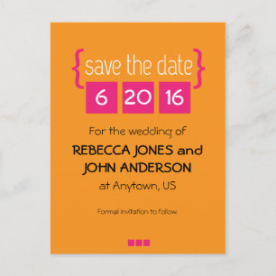 Helle rosa und der Orange Save the Date Postkarte