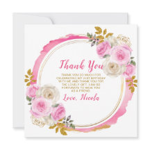 Helle Rosa und Gold Elegante Blume Geburtstag