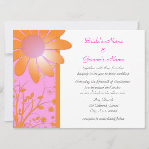 Helle rosa und orange florale Hochzeitskarten Einladung