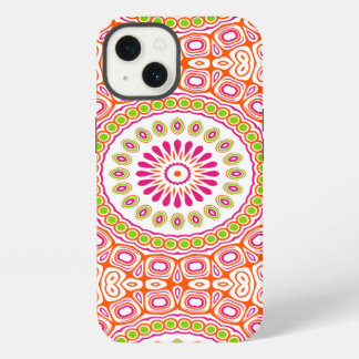 Helle rosa und orange Frühlings-Mandala-Blume iPhone 13 Hülle