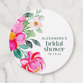 Helle rosa Wasserfarbe Floral Brautparty Custom Geschenkanhänger