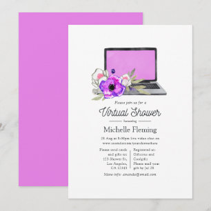 Helle Rosa Wasserfarben Blumen Virtuelle Babyparty Einladung