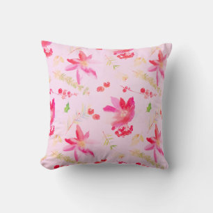 Helle rosa Watercolor-Blumen Kissen