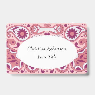 Helle rosa-weiße Paisley-Design-Blumen-Tränen-Trop Ausweis