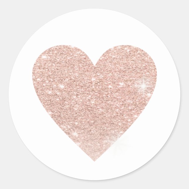 helle Rose Herz der Liebe Runder Aufkleber (Vorderseite)