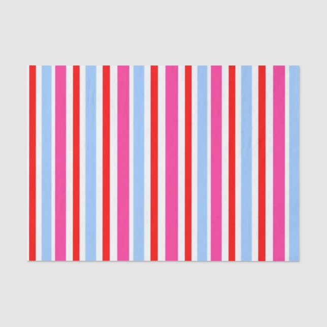 Helle rot-blaue Candy-Streifen Seidenpapier (Vorderseite)