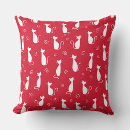 HELLE ROT MIT WEISSEN KAT-SILHOUETTEN KISSEN