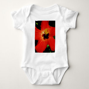Helle Rot-Orange-Hibiskus-Blume Baby Strampler