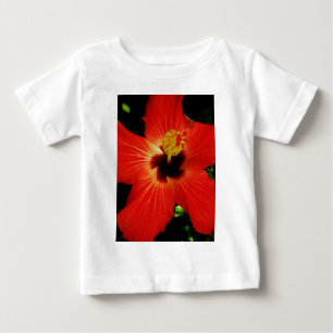 Helle Rot-Orange-Hibiskus-Blume Baby T-shirt