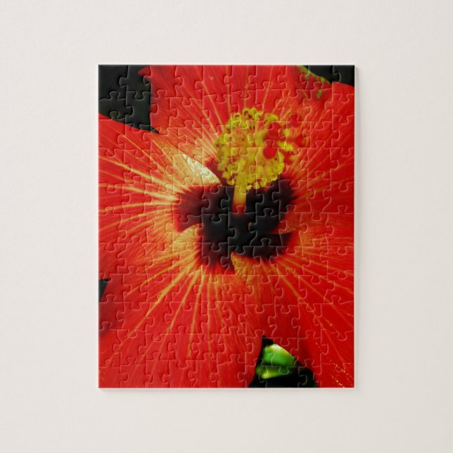 Helle Rot-Orange-Hibiskus-Blume Puzzle (Vertikal)
