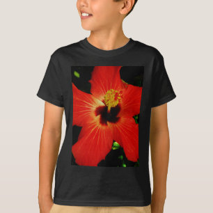 Helle Rot-Orange-Hibiskus-Blume T-Shirt
