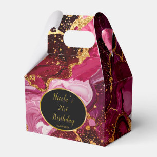 Helle Rot- und Goldmarmor-Achat-Geburtstagsfeier Geschenkschachtel