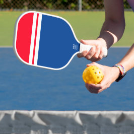 Helle rote Cap Deep Blue Zwei Top White Strips Pickleball Schläger