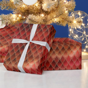 Helle rote Drachenschuppen Geschenkpapier