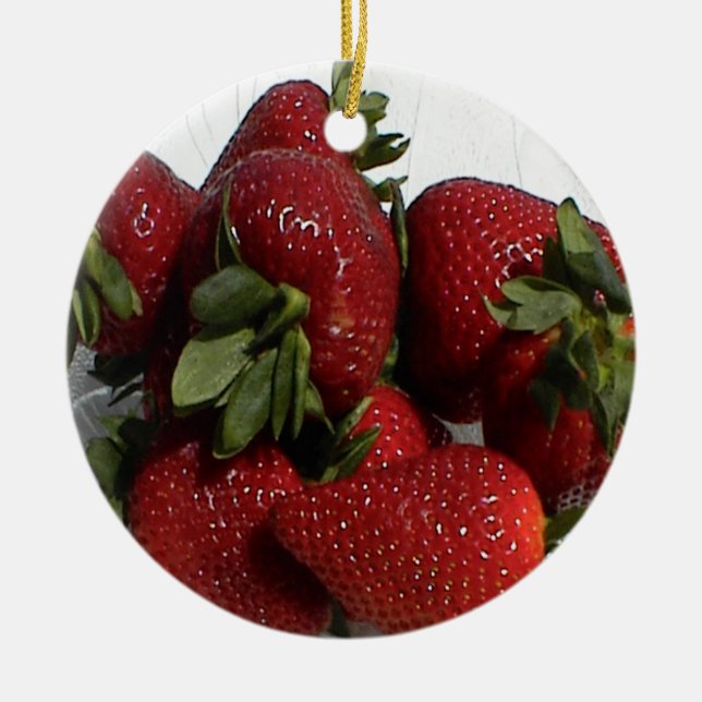 Helle rote Erdbeerverzierung Keramik Ornament (Vorne)