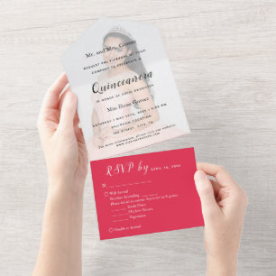 Helle rote Fotoleinwand RSVP Event-Einladung All In One Einladung