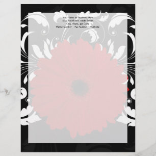 Helle rote Gerbera auf schwarzem Hintergrund Briefbogen