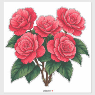 Helle rote Kamelienrosenbouquet Aufkleber