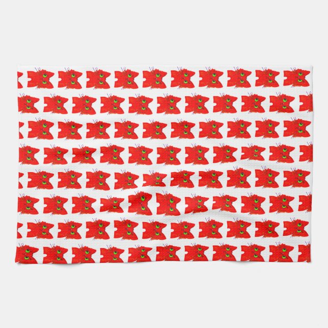 Helle Rote Katze — Mit Augen Wunder mit einer Dreh Geschirrtuch (Horizontal)