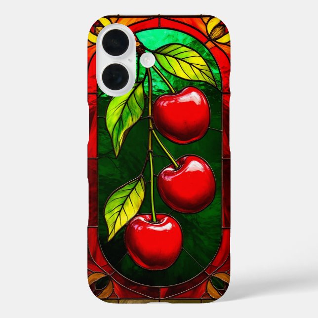 Helle rote Kirschen und grüne Blätter Case-Mate iPhone Hülle (Rückseite)