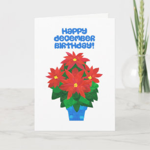 Helle rote Poinsettie Dezember Geburtstag Karte