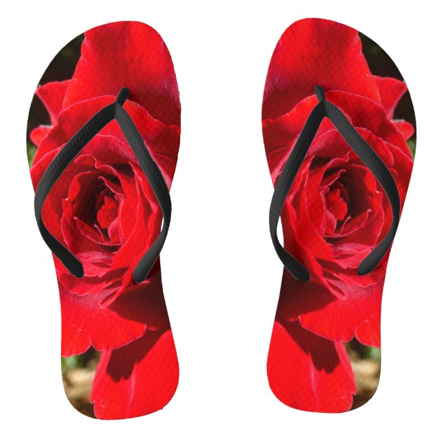Helle Rote Rose Blume Schöne Blumenpracht Flip Flops (Fußbett)