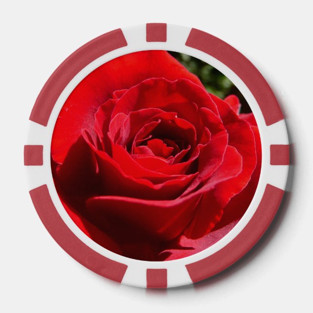 Helle Rote Rose Blume Schöne Blumenpracht Pokerchips (Vorderseite)