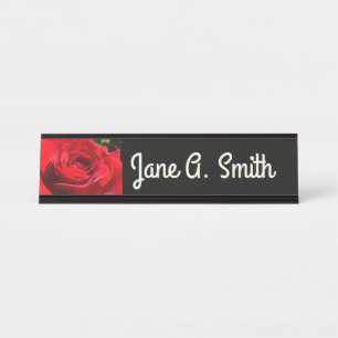 Helle Rote Rose Blume Schöne Blumenpracht Schreibtischnamensplakette