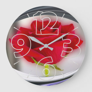 Helle rote Rose Große Wanduhr